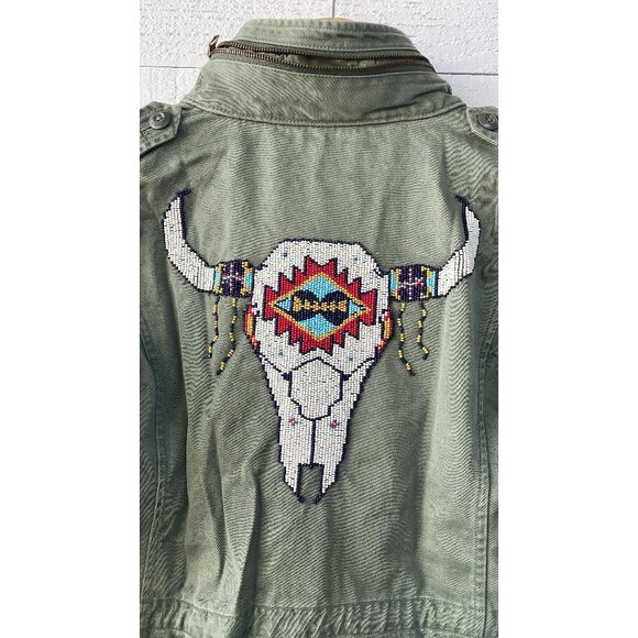 Denim & Supply Ralph Lauren Beaded Steer Head Field Army Hoodie Jacket M - Picture 6 of 9